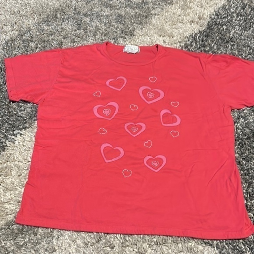 Vintage Mandal Bay Pink 3D cut out beaded Valentine’s Day heart Tee